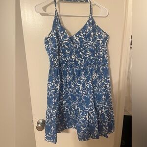 Anthropologie size large Blue and White Floral Dress
